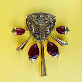 Gold and Brown boho brooch