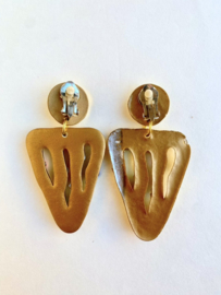 gold vintage clip on whit colorful gems