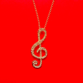Gold Music Note Long Necklace