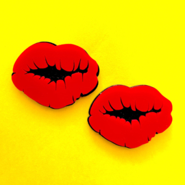 Red Acrylic Lips Earrings