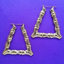 Triangle Bamboo Gold Earrings XL