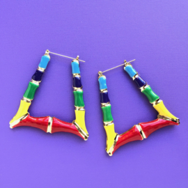 Rainbow Triangle Bamboo Earrings Large