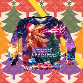 Merry Christmas Sweater Dinosaur