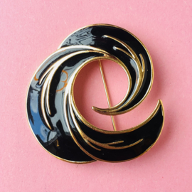 Black Gold Vintage Brooch by Monet