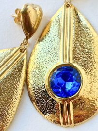gold earrings  whit blue stone