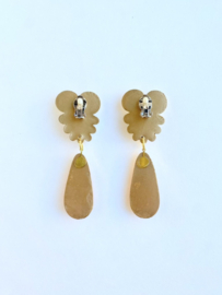 gold vintage clip on whit gems