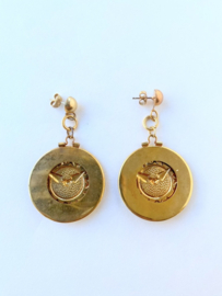 gold clock earrings