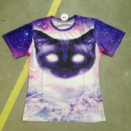 Laser Eyes Cat Purpe T-Shirt