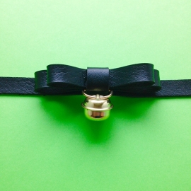 Choker Black Bow With Bell