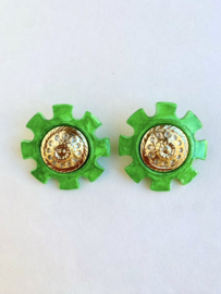 gold green vintage earrings