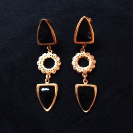 Black & Gold Clip earrings