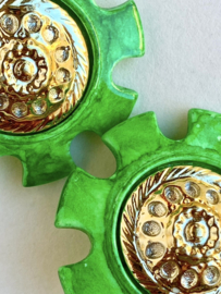 gold green vintage earrings