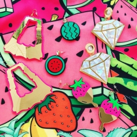 Pink Watermelon Earrings