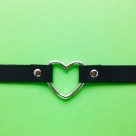 Choker Black Silver Heart