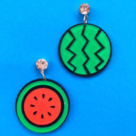 Round Watermelon Acrylic Earrings