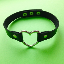 Choker Black Silver Heart