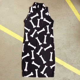 Bone Print Turtleneck Dress by Lazy Oaf