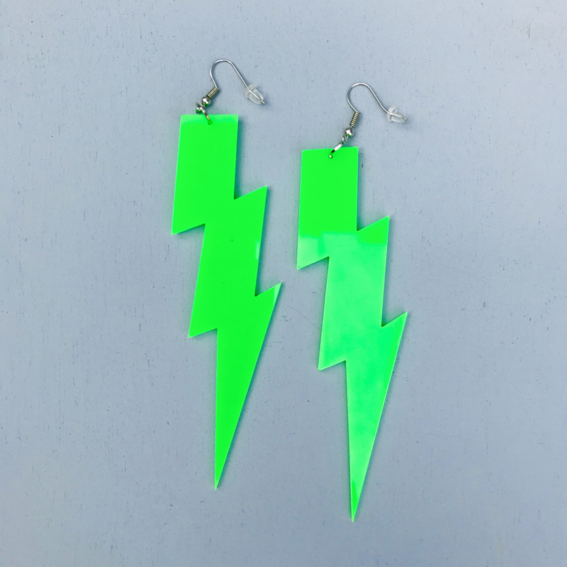 Fluo Green Thunder Earrings
