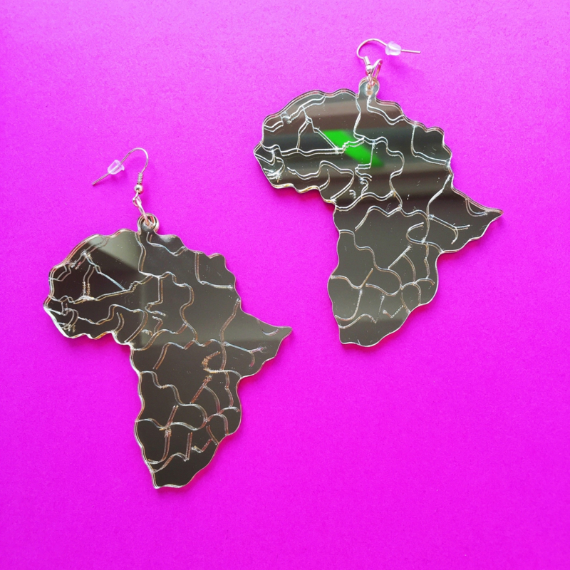 Acrylic Africa Gold Earrings