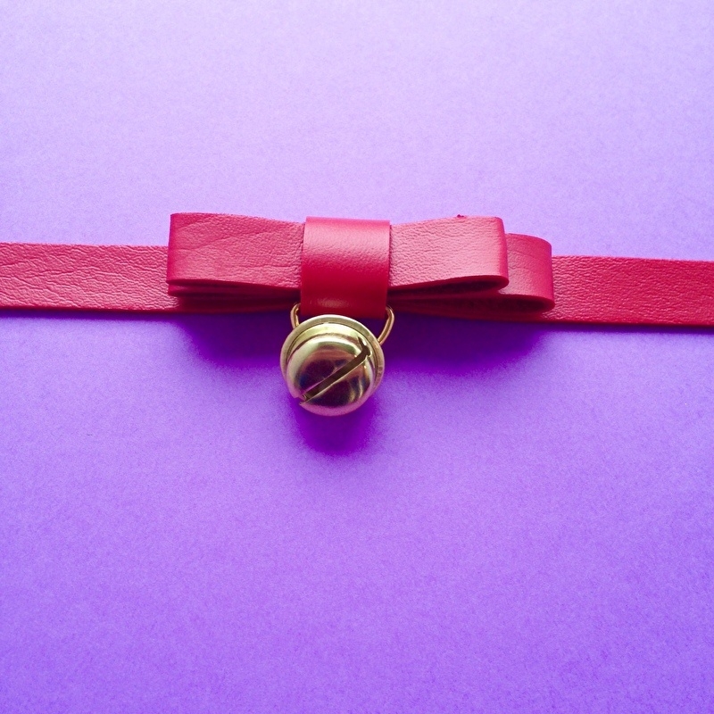 Choker Red Bow With Bell