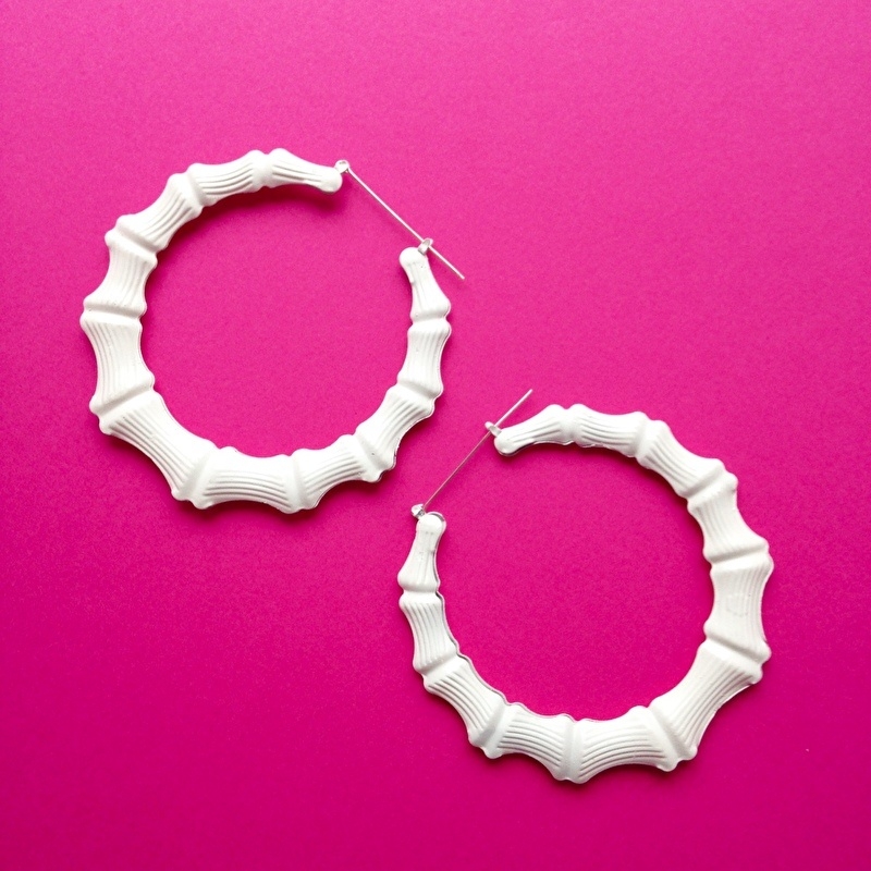 White Bamboo Earrings XL