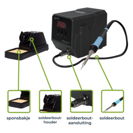 VTSS220 Soldeerstation 90W met LED-display çinstelbare temperatuur 50–480 °C, geschikt voor professionals en doe-het-zelvers
