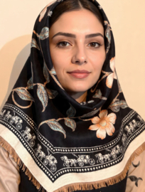 Luxe en heerlijk grote, warme sjaal - bloemmotief