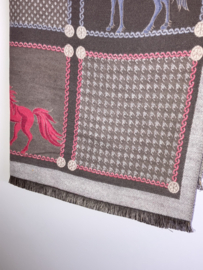 luxe, zachte en heerlijk warme sjaal - Paarden motief