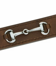 Riem met bitjes. Bruin/zilver.