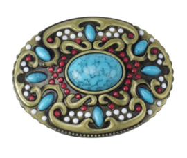 Losse buckle- goudkleurig met turquoise