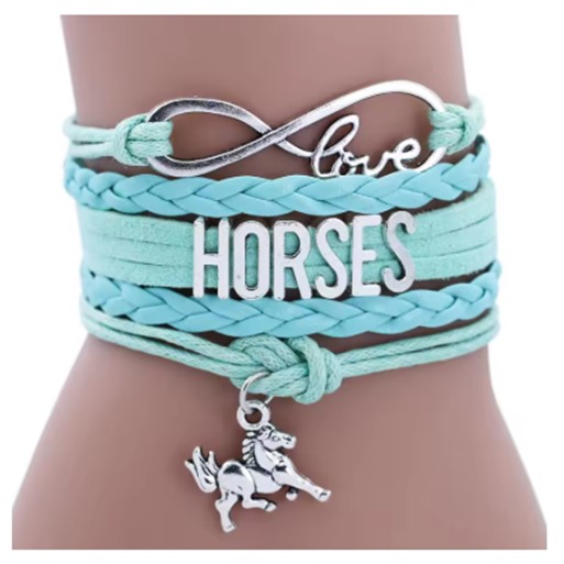 Armband Love Horses - Mint Groen/blauw