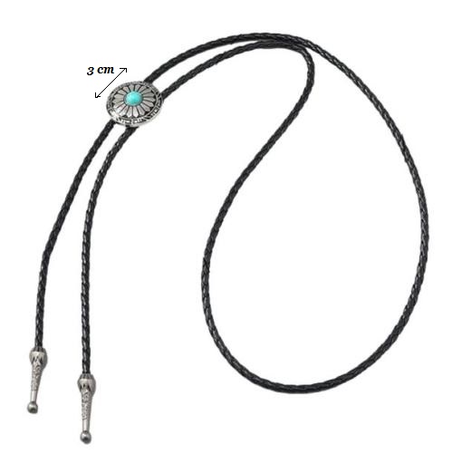 Bolo Tie - Bloem - Zilver/Turquoise