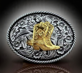 Buckle/Gesp met goudkleurige westernlaarzen