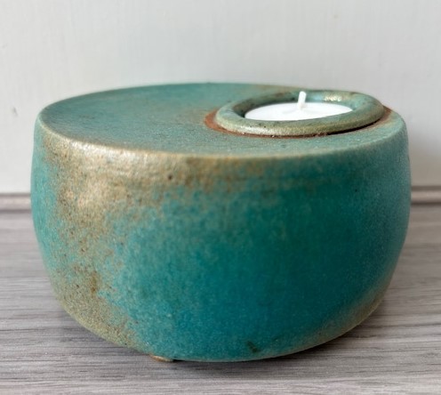 Waxinehouder rond groen turquoise