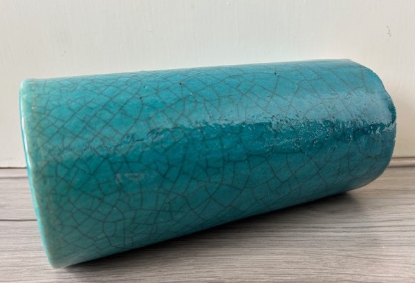Pieter Groeneveldt vaas turquoise craquelé