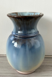 Geglazuurde vaas lichtgeel blauw