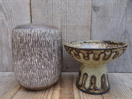 Sgraffito vaas bruin wit