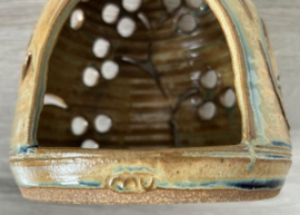 Steengoed waxinehouder bruin 