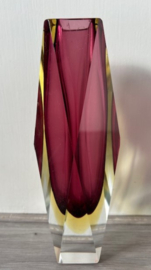 Seguso facet geslepen diamant vaas paars geel