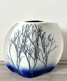 Tenmoku Pottery vaasje wit blauw