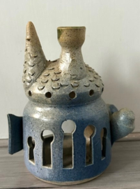 Waxinehouder huisje blauw