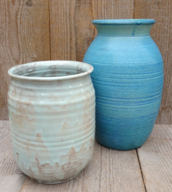 Forse geglazuurde vaas turquoise