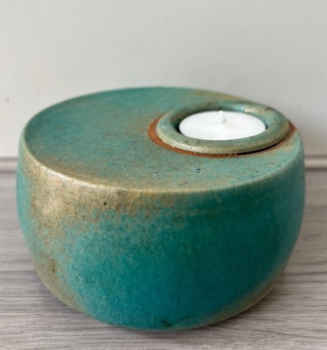 Waxinehouder rond groen turquoise