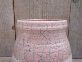 Raku vaas roze wit