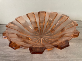 Val Saint Lambert Art Deco schaal zalmroze