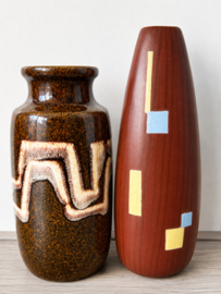 West-Germany vaas bruin blokjes decor