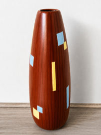 West-Germany vaas bruin blokjes decor