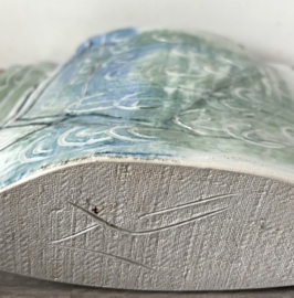 handgevormde vaas groen blauw