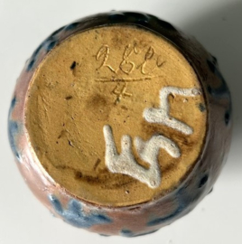 Geglazuurd vaasje bruin blauw