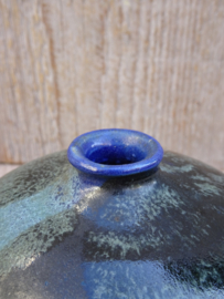 Geglazuurd vaasje donkerblauw antraciet